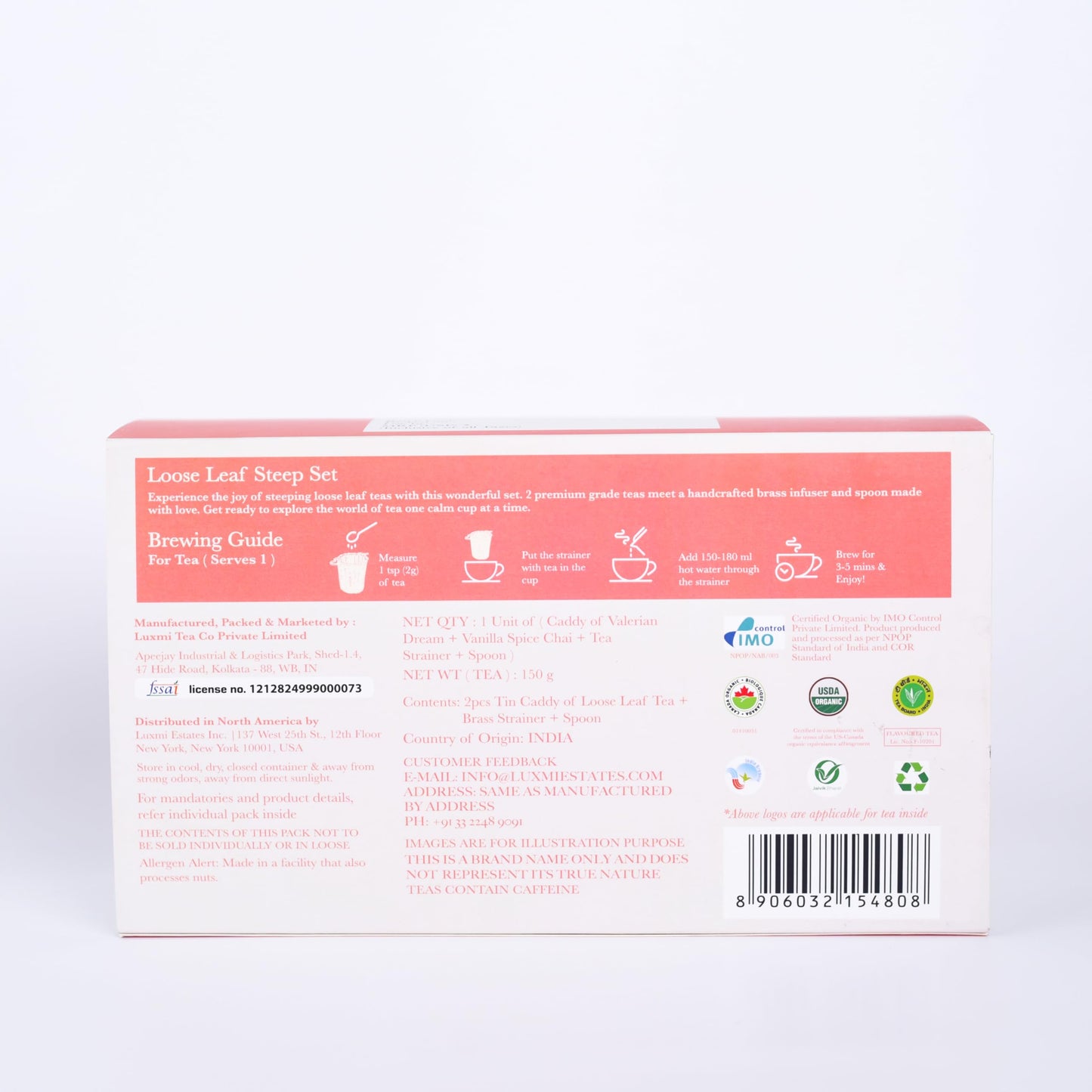 Luxmi Estates Loose Leaves Sleep Tea Gift Box - 1Pcs Valerian Dream, 1Pcs Vanilla Spice Chai, 1Pcs Bucket Infuser & 1Pcs Spoon