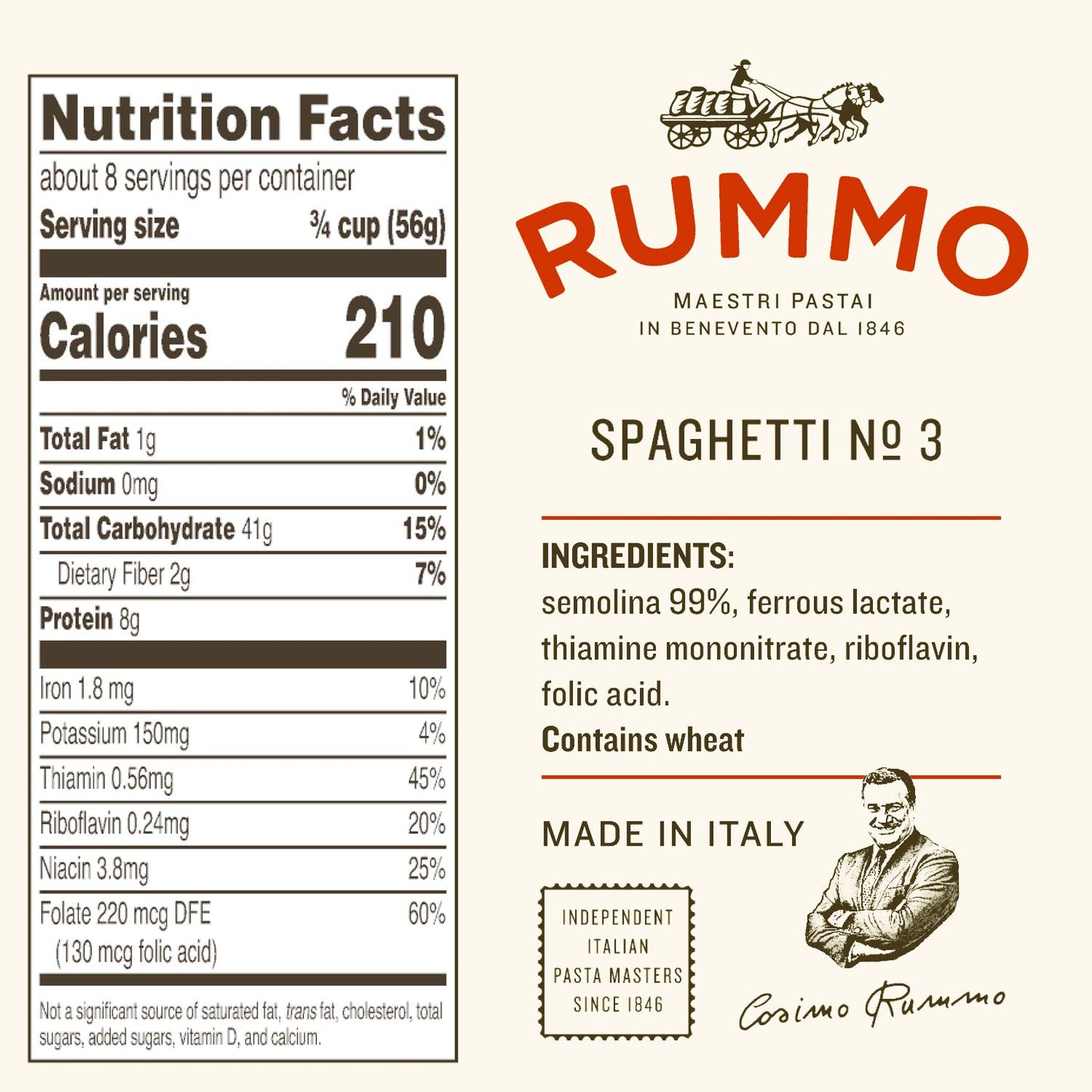 Rummo Spaghetti Pasta N.3 - Spaghetti Pasta Noodles, Durum Wheat Pasta, Thin Spaghetti Noodles, Italian Pasta, Dry Pasta - 16 Ounce (Pack Of 5)