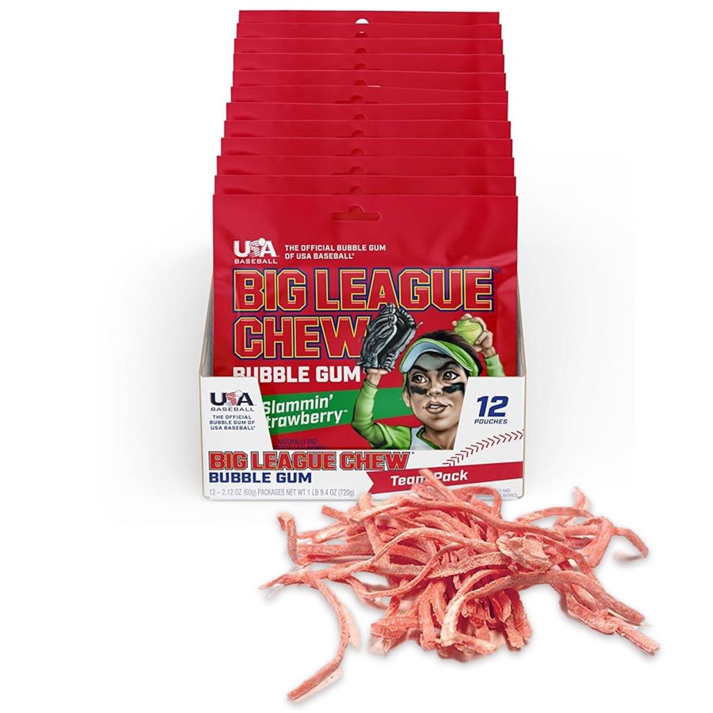 Big League chew Strawberry Tray + (12 Packs)