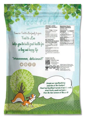 Food To Live Organic Toasted Coconut Chips, 3 Pounds - Non-Gmo, Desiccated Coconut Flakes, Unsweetened, Unsulfured, Vegan, Bulk.