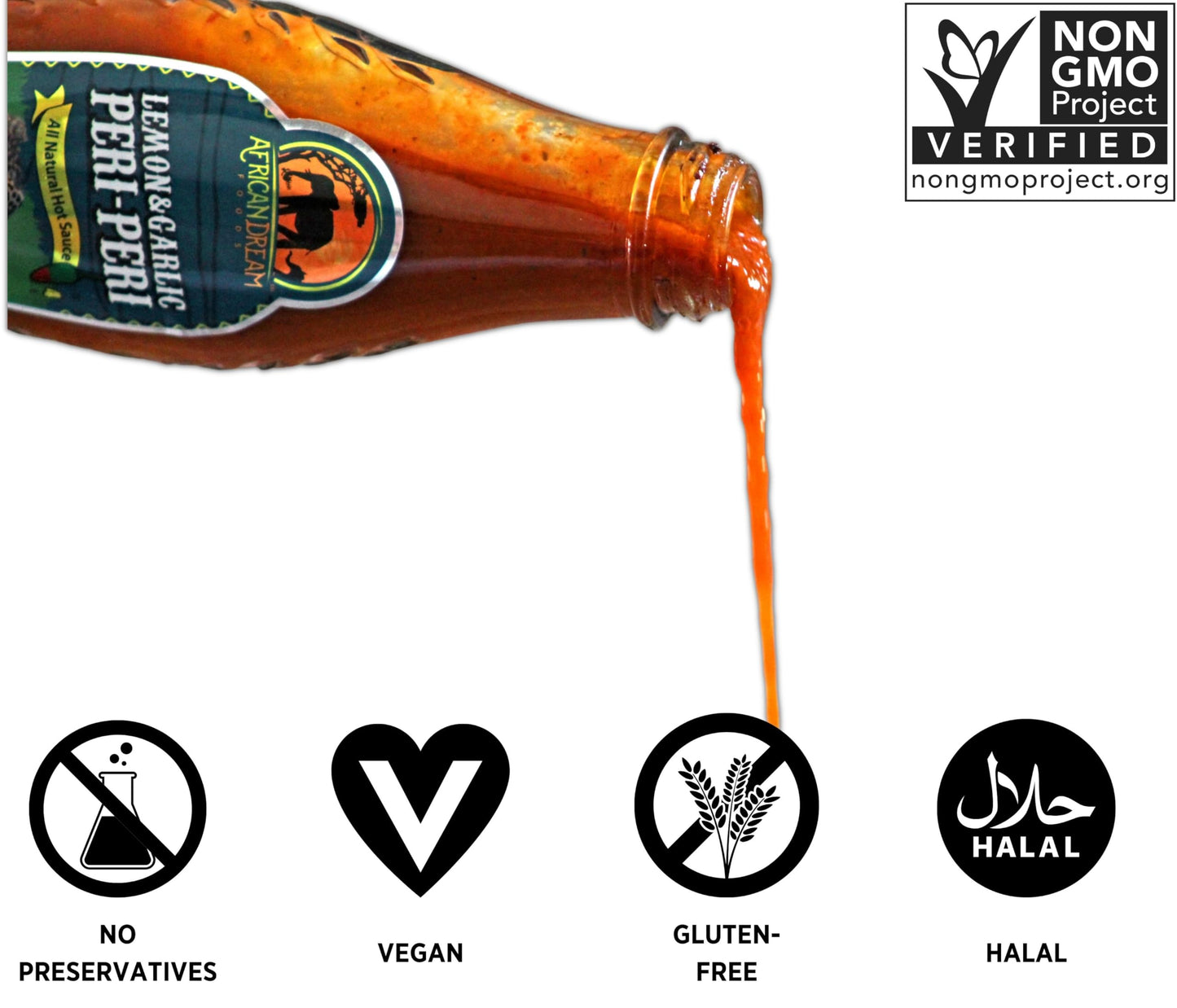 Lemon & Garlic Peri-Peri Hot Sauce By African Dream Foods | All-Natural Sweet And Spicy Piri-Piri Sauce With Thai Chili Peppers