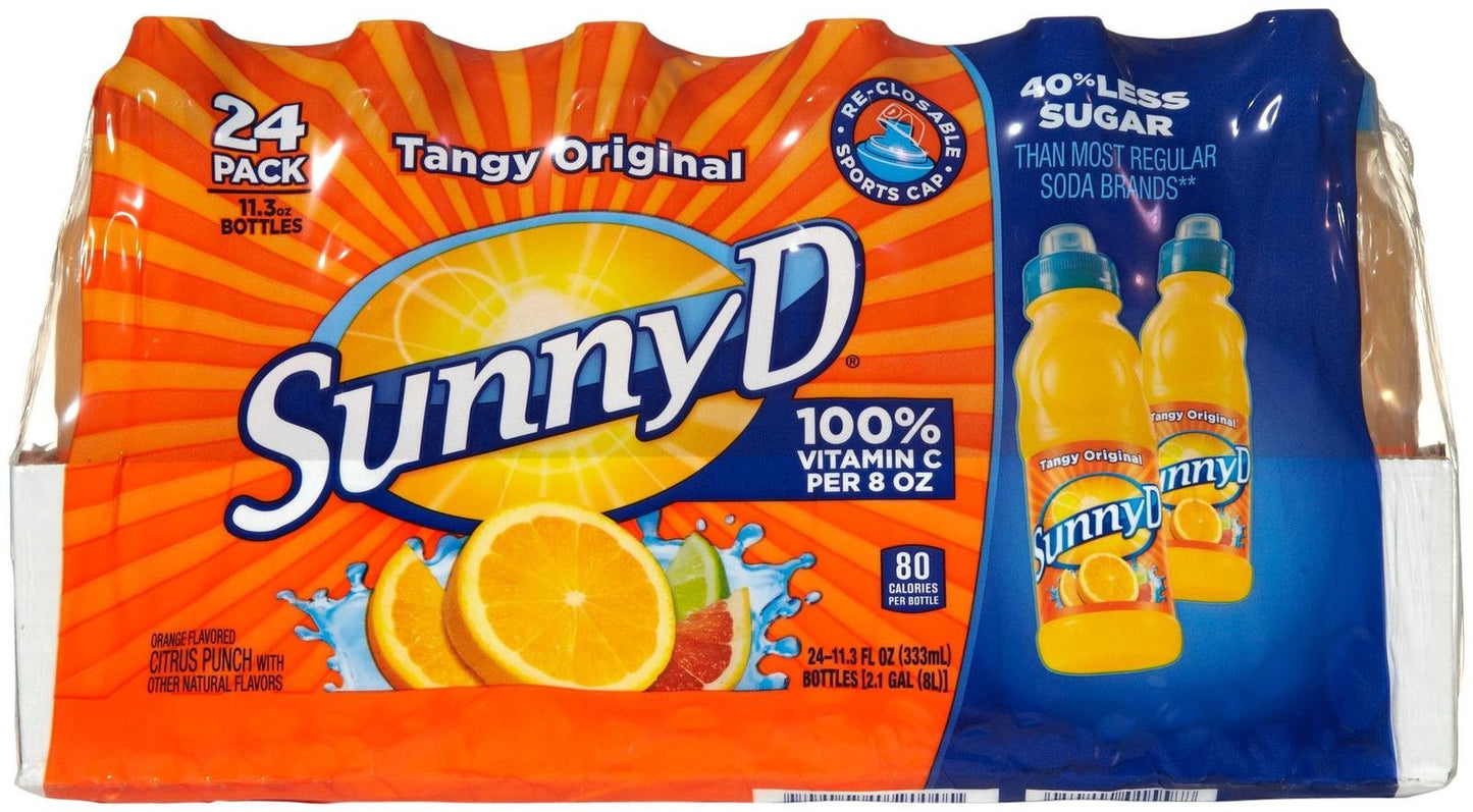 Sunny Delight Citrus Punch Drink, Tangy Orange Flavor, 11.3 Fl Oz, Pack of 24