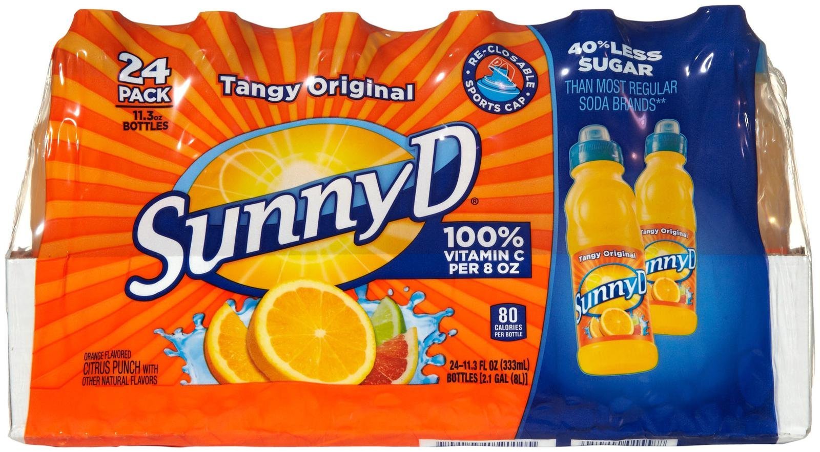 Sunny Delight Citrus Punch Drink, Tangy Orange Flavor, 11.3 Fl Oz, Pack of 24