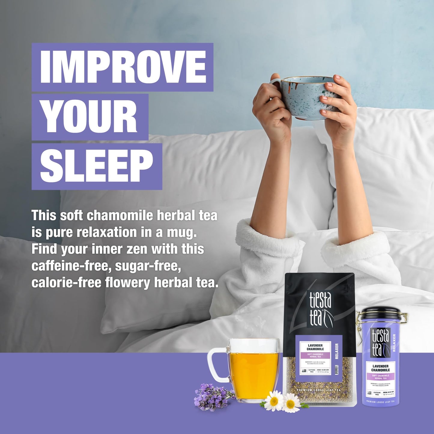 Tiesta Tea - Lavender Chamomile | Soft Chamomile Herbal Tea | Premium Loose Leaf Tea | Non Caffeinated Tea | Make Hot Or Iced Te