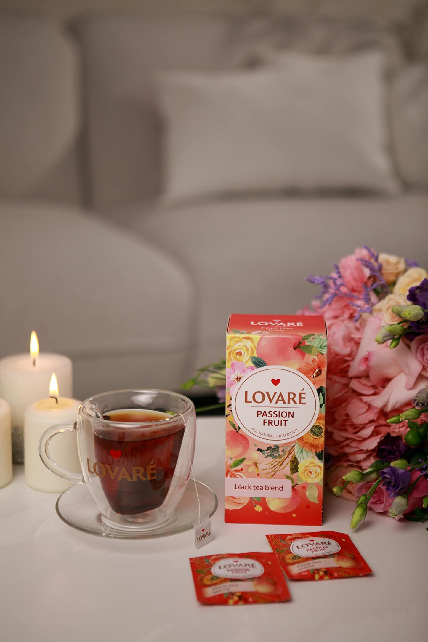 Lovare Set Of 4 Assorted Tea Bags Variety Pack 48 G - Made In Ukraine - 24 Black, Green Tea Sampler Bags X 2 G - Tea Bags Indivi