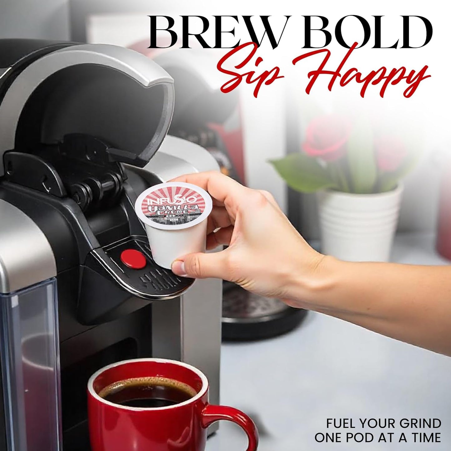 InfuSio Flavored Coffee Pods Variety Pack - 48 Count  12 Gourmet Medium Roast Dessert-Inspired Blends like Bananas Foster & Crme Brl?e  Compatible with Keurig K-Cup 2.0 malt-inspired