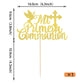 YCTHUNFISH Cake Topper Glitter First Holy Communion Decorations, Gold, Bamboo, 1 Pack
