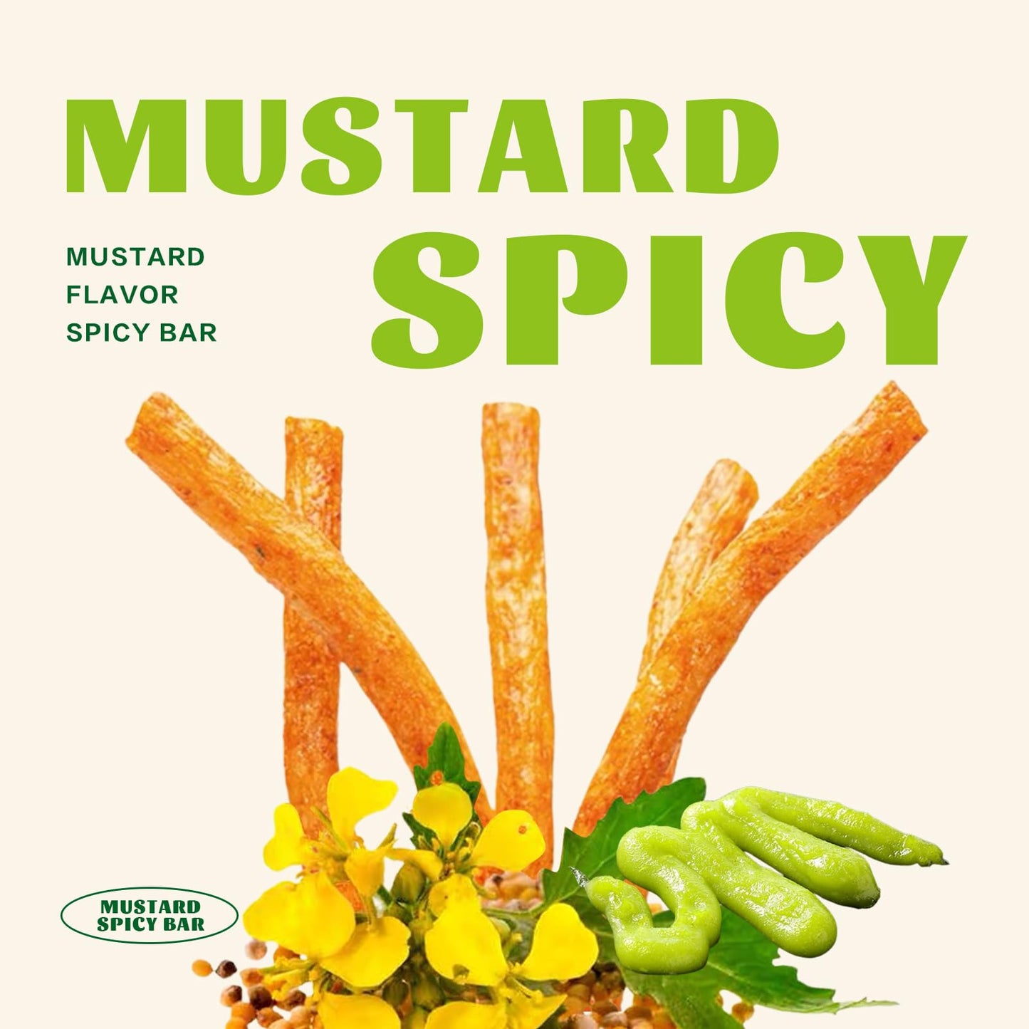 Spicy Strips - (Mustard Flavor) Spicy Gluten Latiao, Chinese Special Casual Snack Food, Made From Wheat/Chili/Spice, Low Sugar A