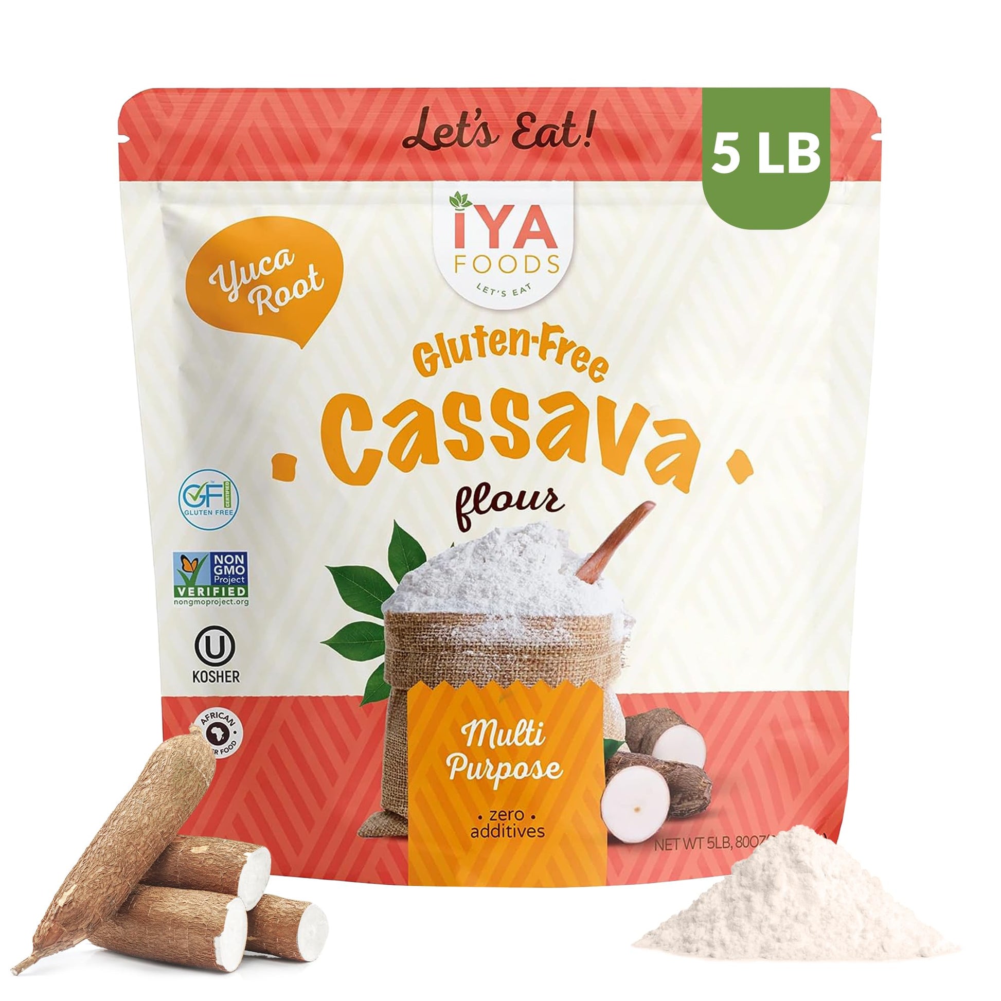 Iya Foods Cassava Flour - All Purpose Flour, Grain-Free, Non-Gmo & Kosher Verified - Multi Purpose Wheat Flour Substitute; Made