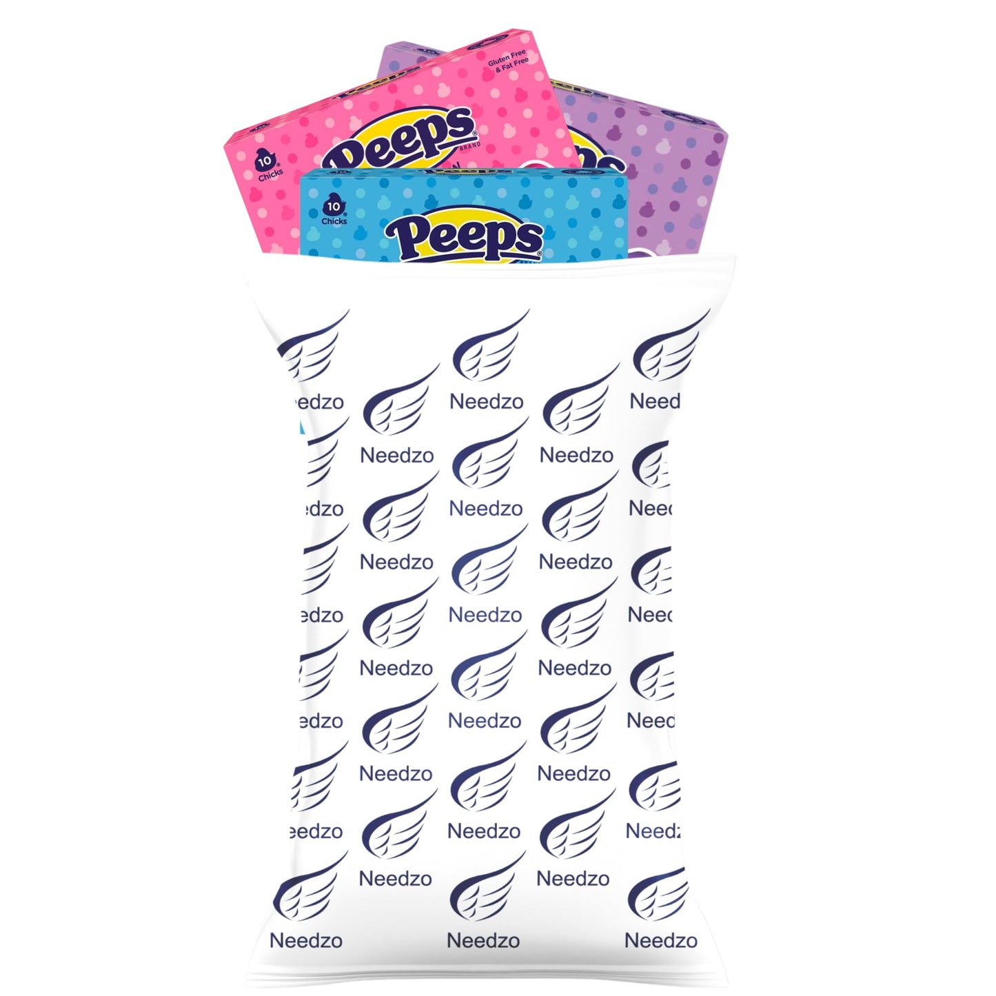 Needzo Easter Peeps Marshmallow Candy, Chicks Variety Packs (Pack Of 3) 30 Total, Multi-Colored