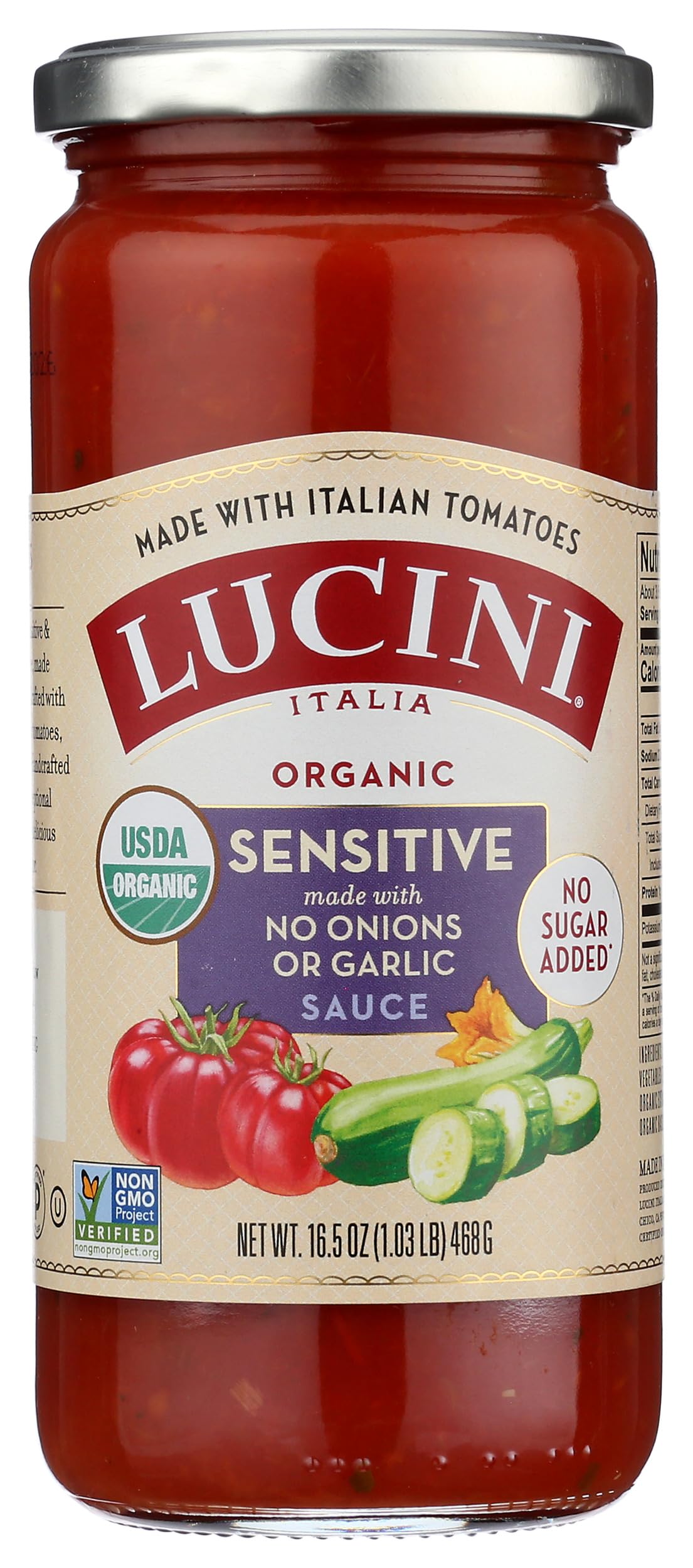 LUCINI Organic Sensitive Pasta Sauce, 16.5 OZ