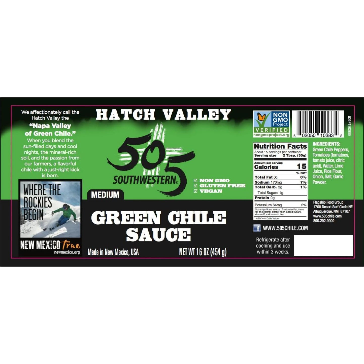 505 Southwestern 16Oz Jar (Pack Of 3, Select Flavor Below) (Green Chile Sauce - Medium)