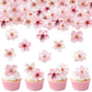 Fyeoxle Edible Cherry Blossoms Cupcake Toppers, 70PCS Wafer Paper Flowers, 1.7 x 1.9 inches, Pink, Baby Shower & Birthday Party Decor