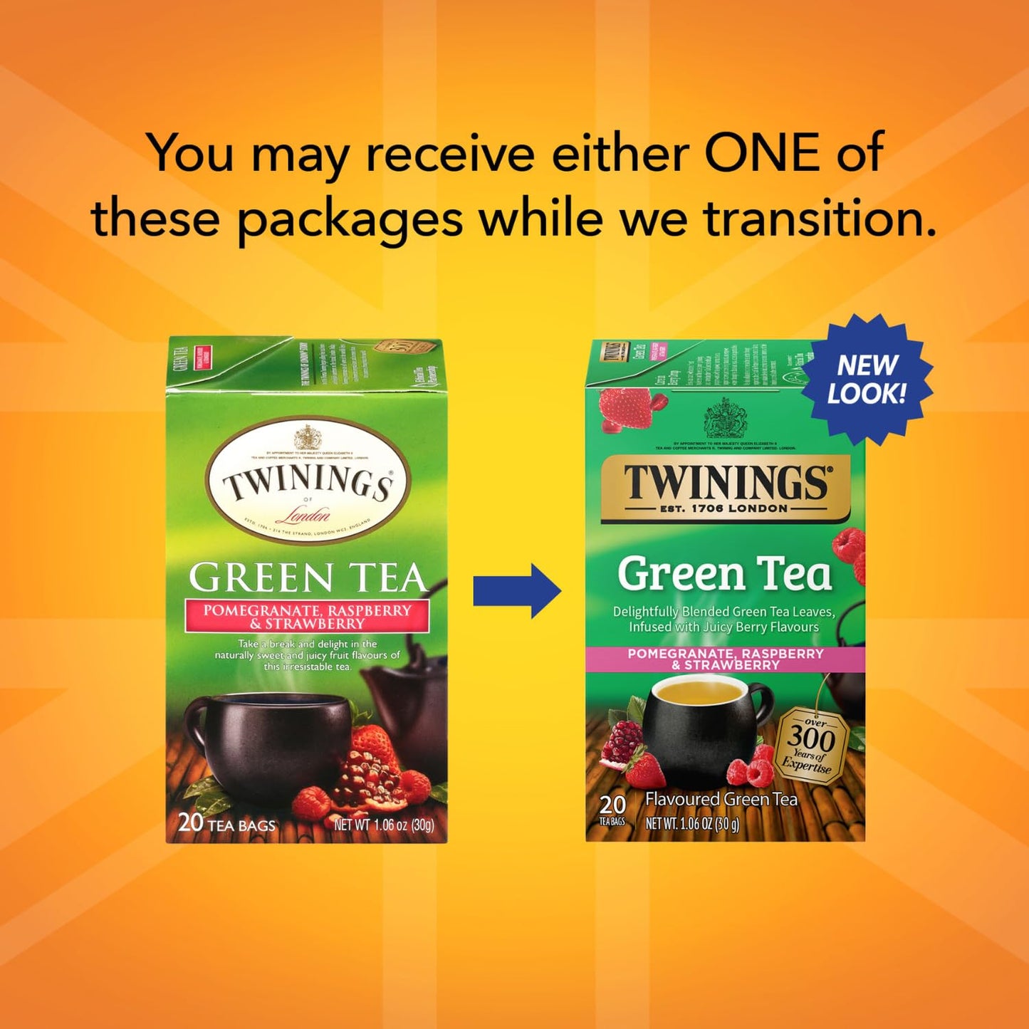 Twinings Green Tea With Pomegranate, Raspberry, And Strawberry - Caffeinated Green Tea Bags Individually Wrapped, 20 Count (Pack