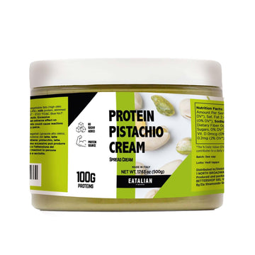 EATALIAN by AMZ BETTER Protein Cream, 17.63 oz/ 500 gr, Pistachio Paste with 94 g of Proteins, Made in Italy, Sweet and Unique, 