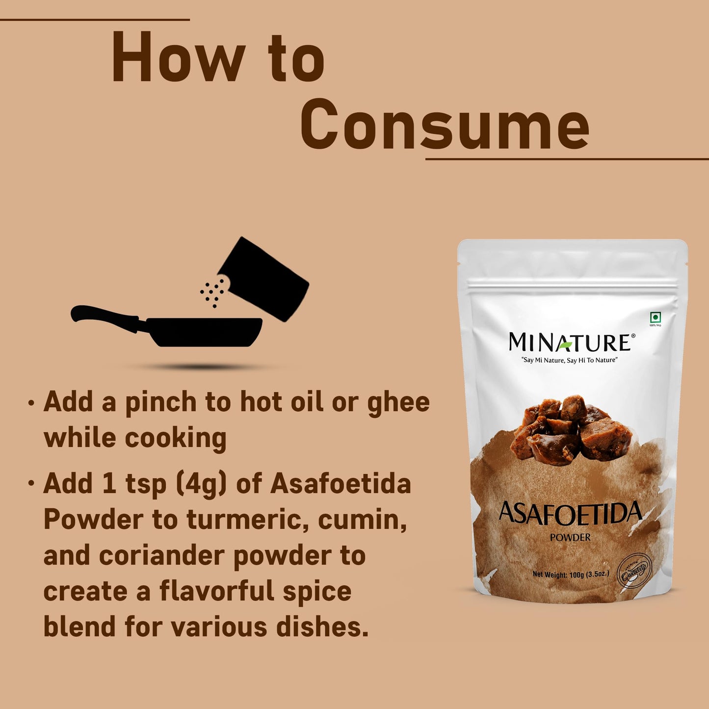 Asafoetida Powder (Hing)(Asafetida) by mi Nature| 100% Pure and Natural | 100g(03oz) | Indian Spice for Cooking| from India