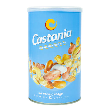 Castania Lebanese Nuts, Low Salt Mix, Pistachios, Almonds, Cashews, Hazelnuts, Peanuts, Pumpkin Seeds, and Chickpeas 16oz