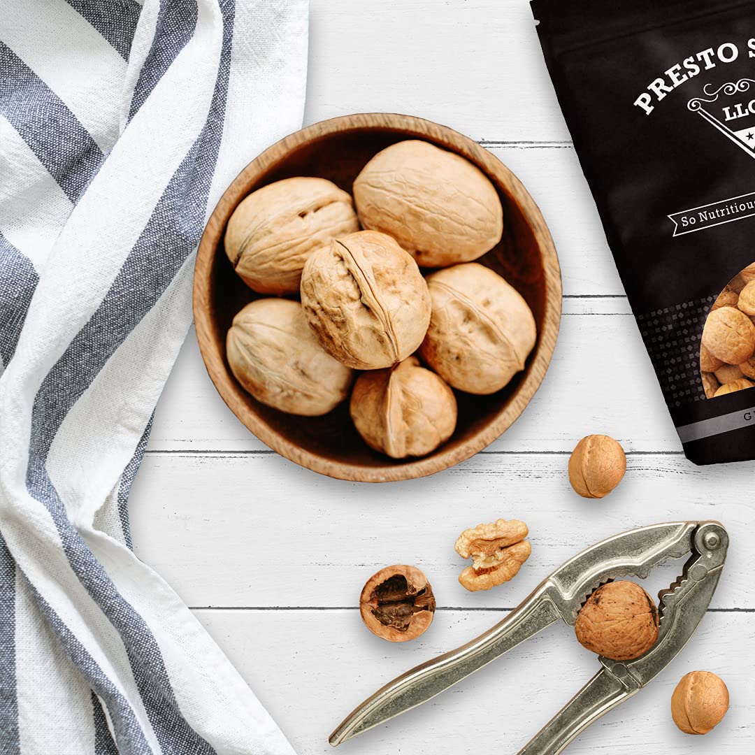 Presto Sales Walnuts “Current New Crop In Shell Huge Hartley Choice Nut, Grown In California - Packed In A 3 Lbs (48 Oz.) Resealable Pouch Bag - Low-Carb, High-Protein.