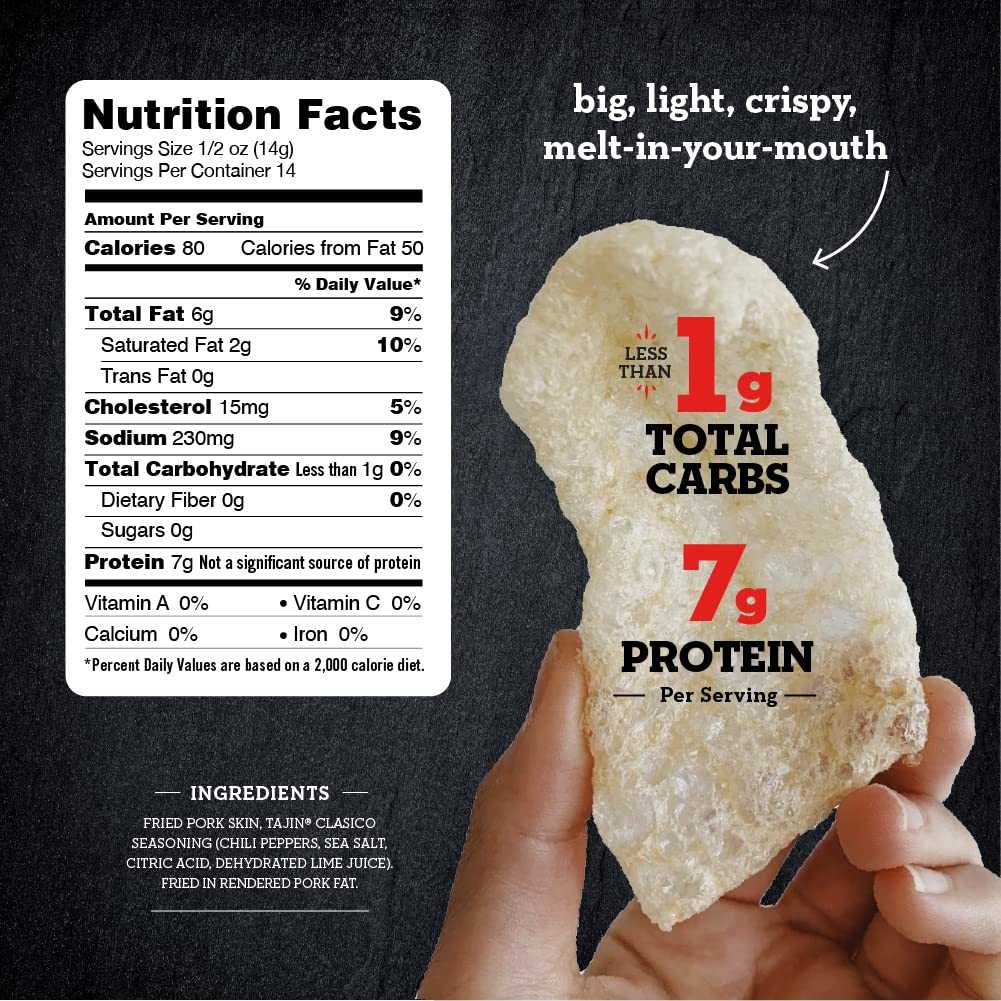 4505 Meats Chicharrones Fried Pork Rinds, Keto Certified, Family Size, 7 Ounce Bag