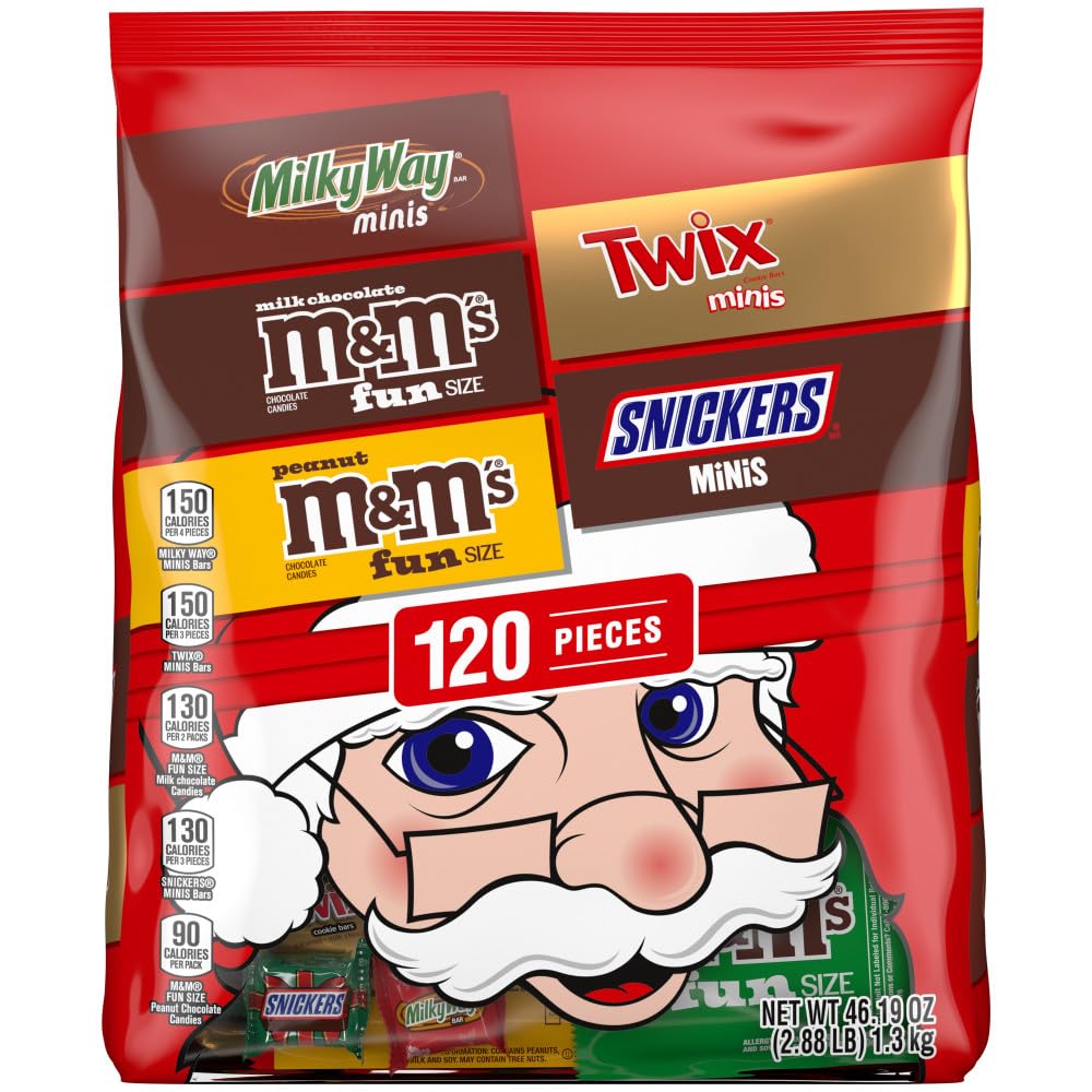 Mars Chocolate Variety Pack - M&MS Milk Chocolate, Peanut, SNICKERS, TWIX, MILKY WAY - 120 ct Individually Wrapped Stocking Stuffers