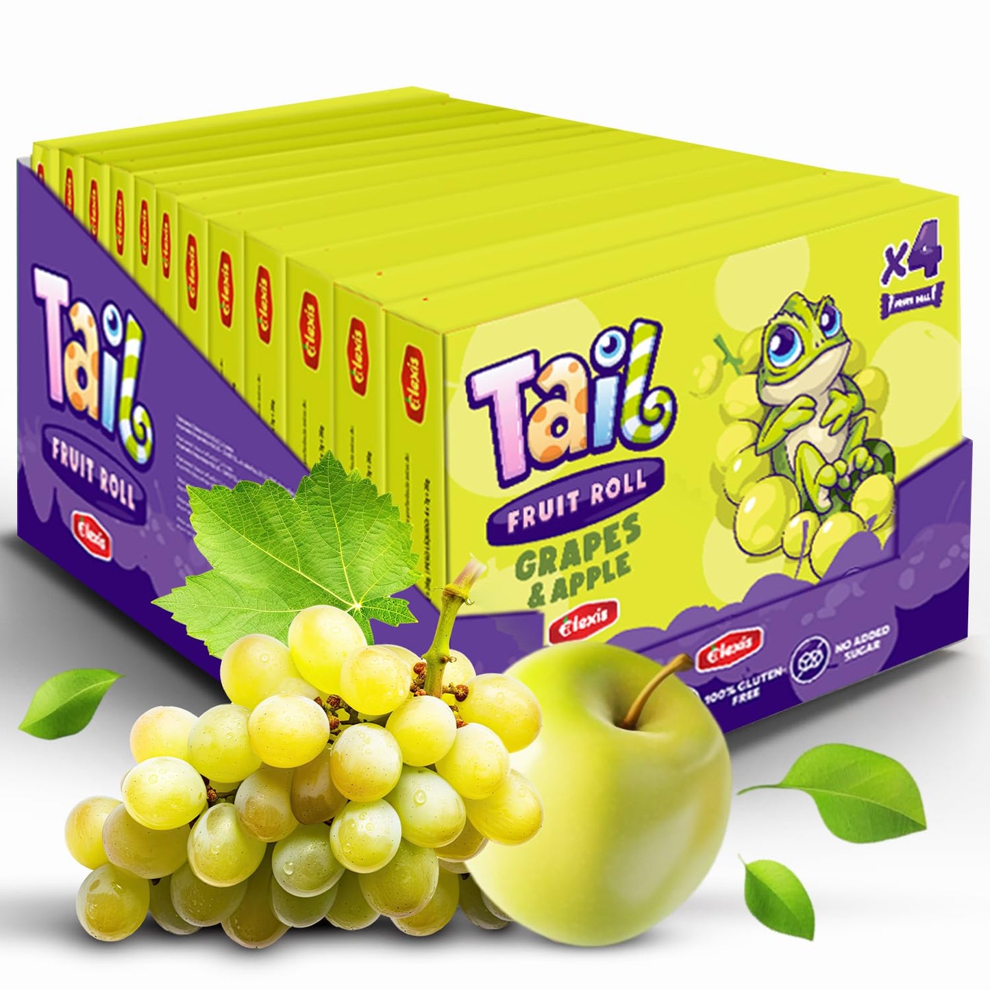 AVICENNA FOOD Tail Fruit Roll Healthy Snacks, Grape Flavor, 48 Individual Packs, Non-GMO, No Added Sugar