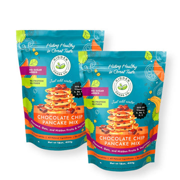 Hidden Foods Chocolate Pancake Mix With Monk Fruit - Chocolate Chip Pancakes Perfect Breakfast - Fiber And Protein Choco Pancake