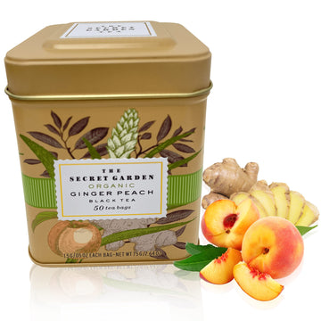 USDA Organic Ceylon Peach Ginger Black Tea 50 Teabags Premium Natural Caffeinated Antioxidant Rich Herbal NON GMO Keto And Diabe