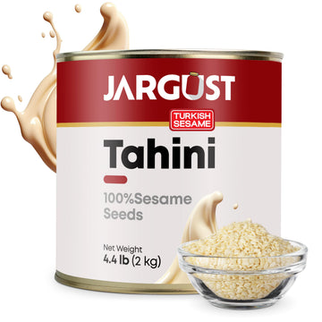 Jargust Bulk Tahini Paste, Vegan, 4.4lb, Yellowish, Perfect for Hummus and Dressings