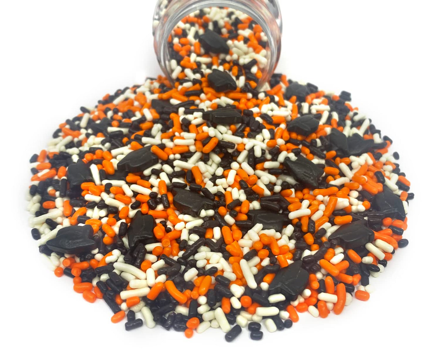 Mystic Sprinkles Graduation Day Sprinkles Mixes (Graduation Day! Black, Orange & White Sprinkle Mix 3.8Oz)
