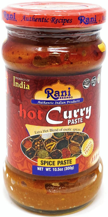 Rani Curry Paste HOT (Spice Paste) 10.5oz (300g) Glass Jar ~ No Colors | All Natural | NON-GMO | Vegan | Gluten Free | Indian Or