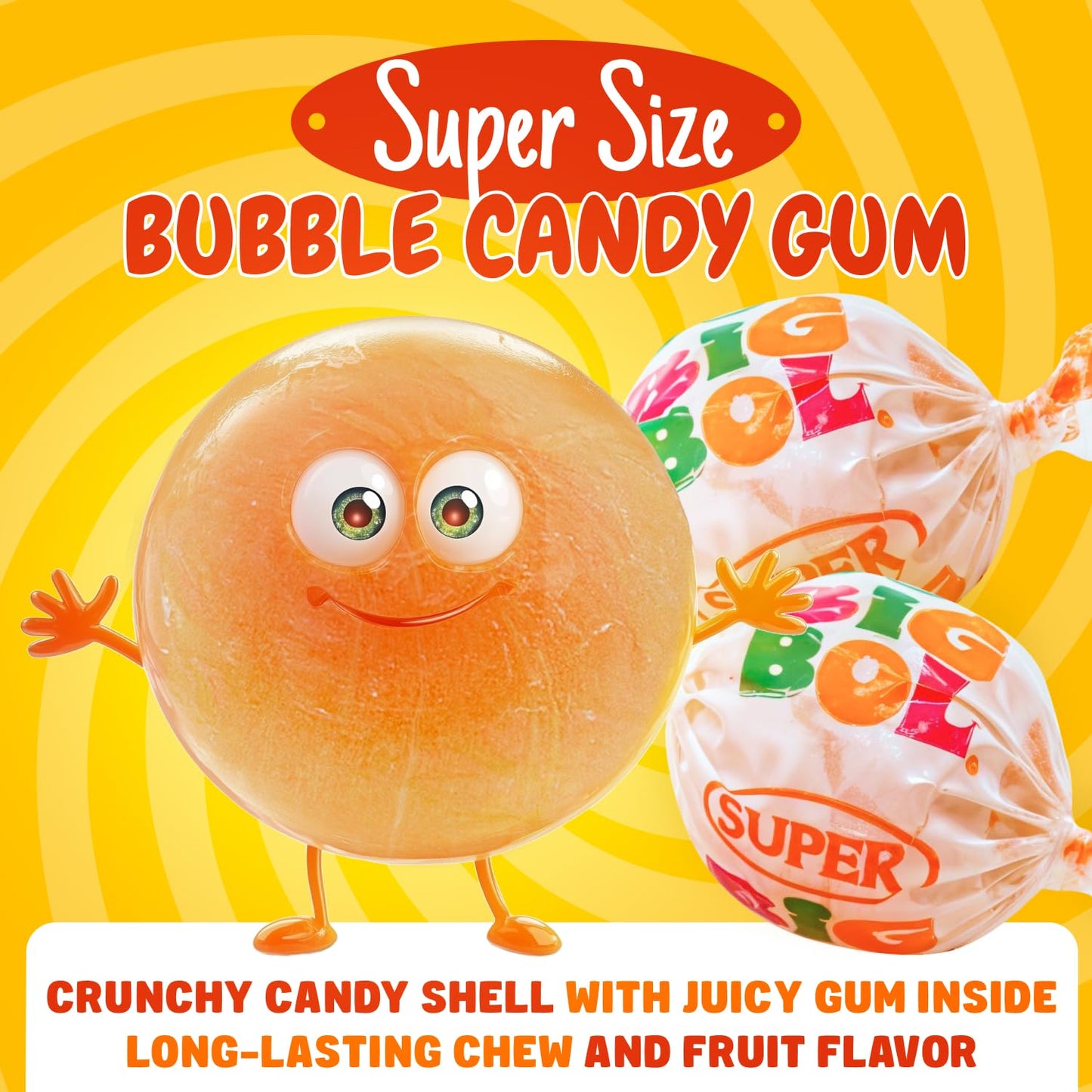 Bubble Candy Gum 14 Oz – Super Size, Bulk Bag, Fruit Flavored, Nostalgic Gum, Individually Wrapped, Dual Taste & Texture (31 Pieces)