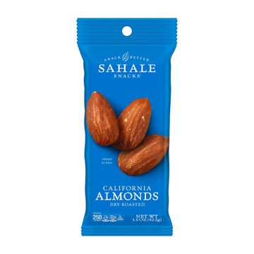 Sahale Snacks California Dry Roasted Almonds, 1.5 oz Grab & Go Bags (18 Packs) - Dry-Roasted Almonds with a Touch of Sea Salt - 