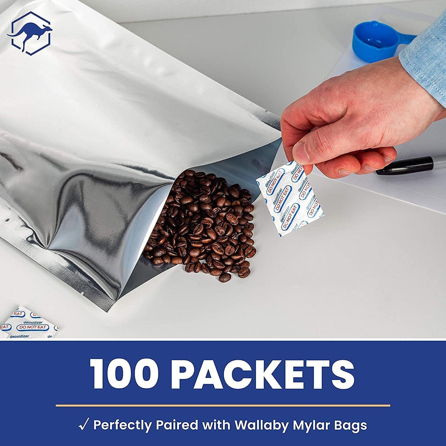 Wallaby 300Cc Oxygen Absorbers - 100 Count (10X Packs Of 10) With Indicator - For Long Term Food Storage, Mylar Bags, Canning, H