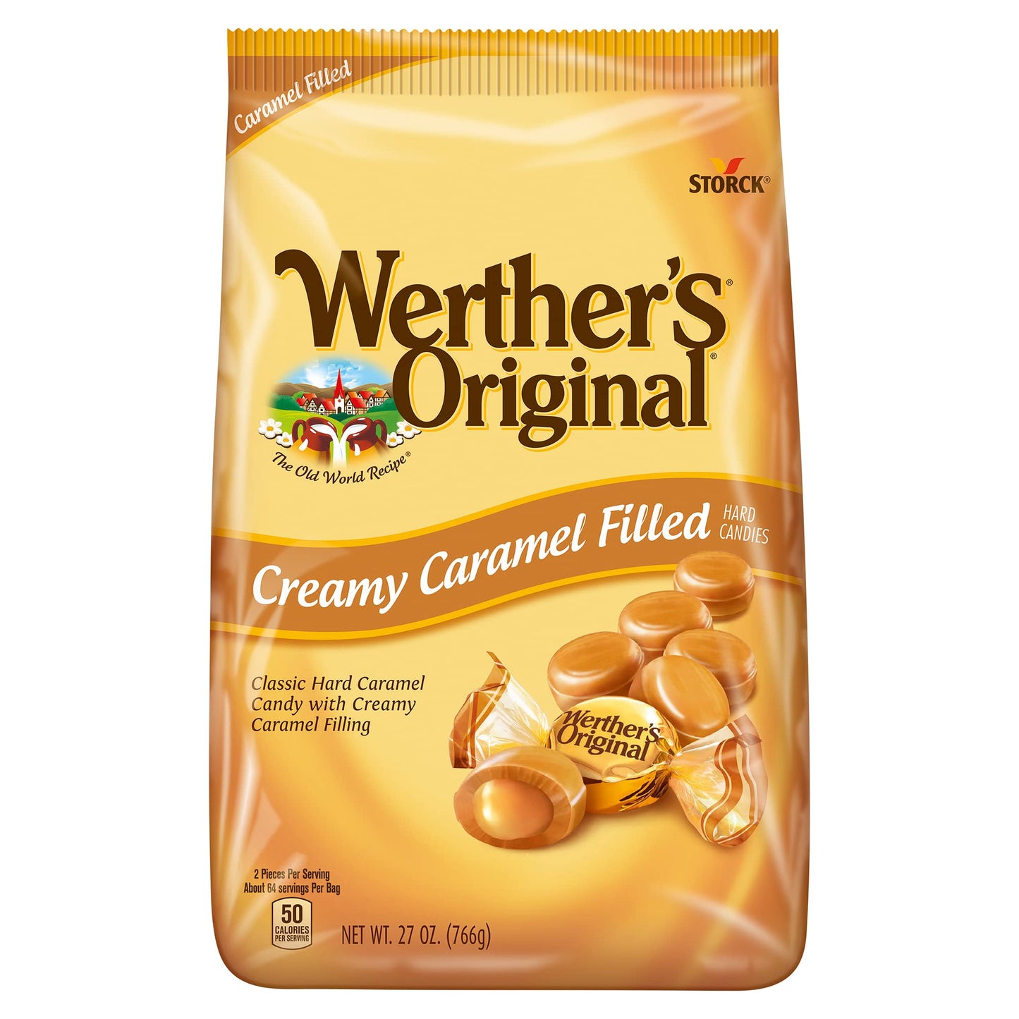 WERTHERS ORIGINAL | CREAMY CARAMEL FILLED | Individually Wrapped Hard Candies | 2 Pack 27 oz Bag