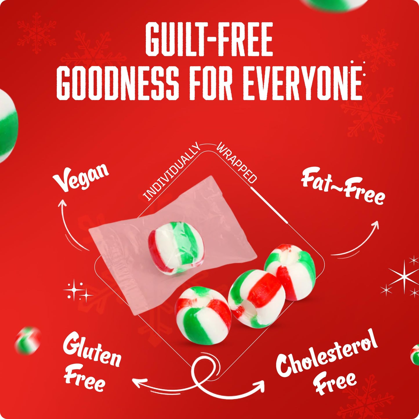 Stewart - Red & Green Striped Soft Peppermint Puffs, Festive Peppermint Candy | Not Just For Christmas | Individually Wrapped Ca
