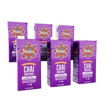 Bhakti Chai Ginger & Black Tea Concentrate | Organic, Vegan, Fair Trade, Kosher, Gluten-Free, Sugar-Free | Original (Unsweetened