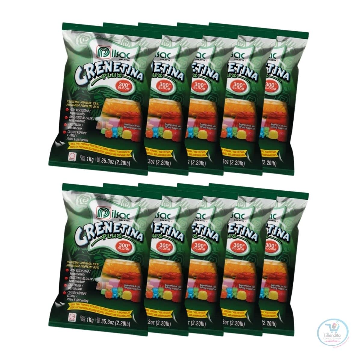 10 pack PILSAC Unflavored Beef Gelatin Powder 300 Bloom box - 10 bags of 2.2 lb - Professional grade gelatin powder