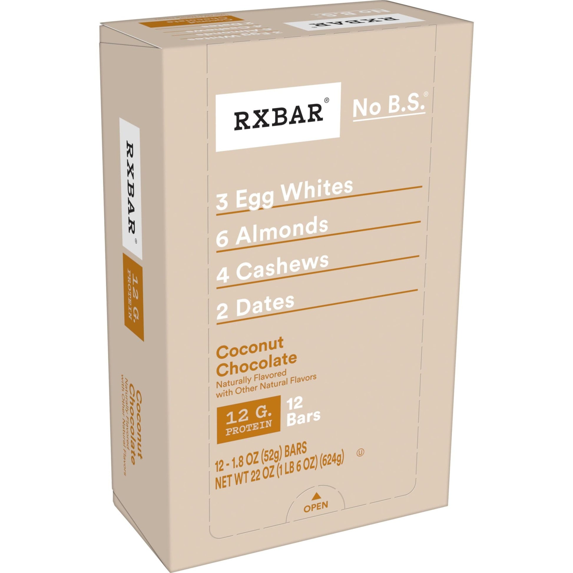 Rxbar Protein Bars, Protein Snack, Snack Bars, Coconut Chocolate, 22Oz Box (12 Bars)
