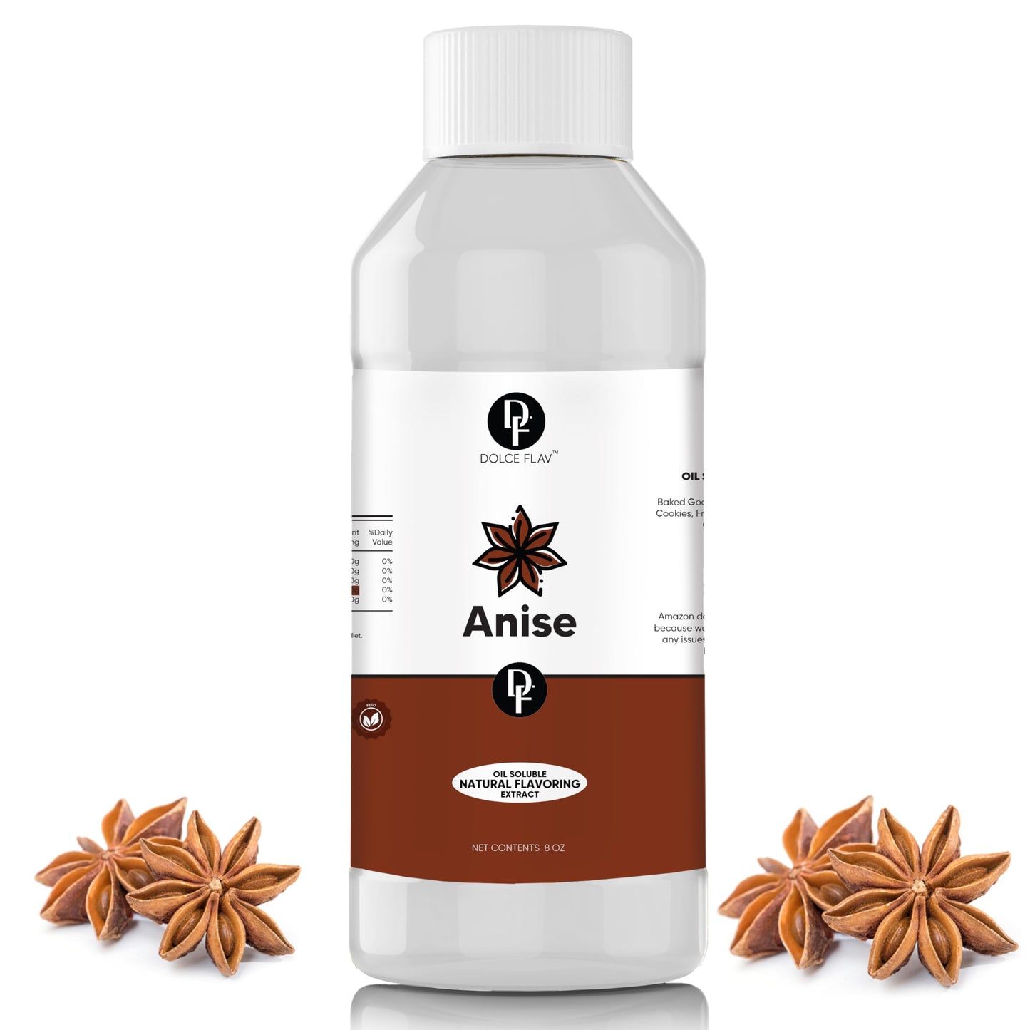 Dolce Flav Anise Extract, Oil-Soluble, Sugar-Free, 8 Oz. for Baking and Liqueurs
