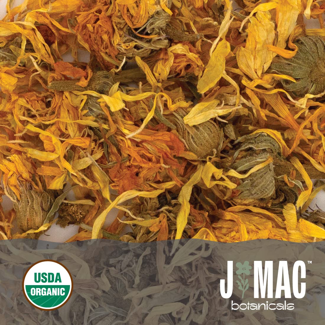 J MAC BOTANICALS Organic Calendula Flower, Whole Dried Flowers, 4 Ounce