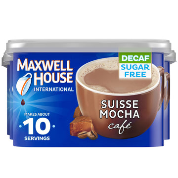 Maxwell House International Suisse Mocha Decaf Instant Coffee Mix, Sugar Free, 4 oz Canisters, 4 Pack - Café-Style Beverage