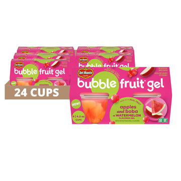 Del Monte Bubble Fruit Gel Apples and Boba in Watermelon Flavored Gel, 4.5oz (24 Count) | Real Fruit & Popping Boba Pearls, Lunc