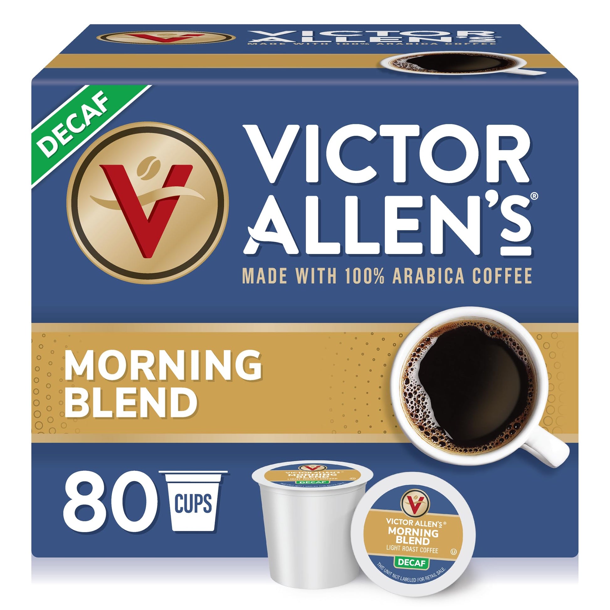 Victor Allens Coffee Decaf Morning Blend Light Roast Single Serve Pods 80 Count Brown