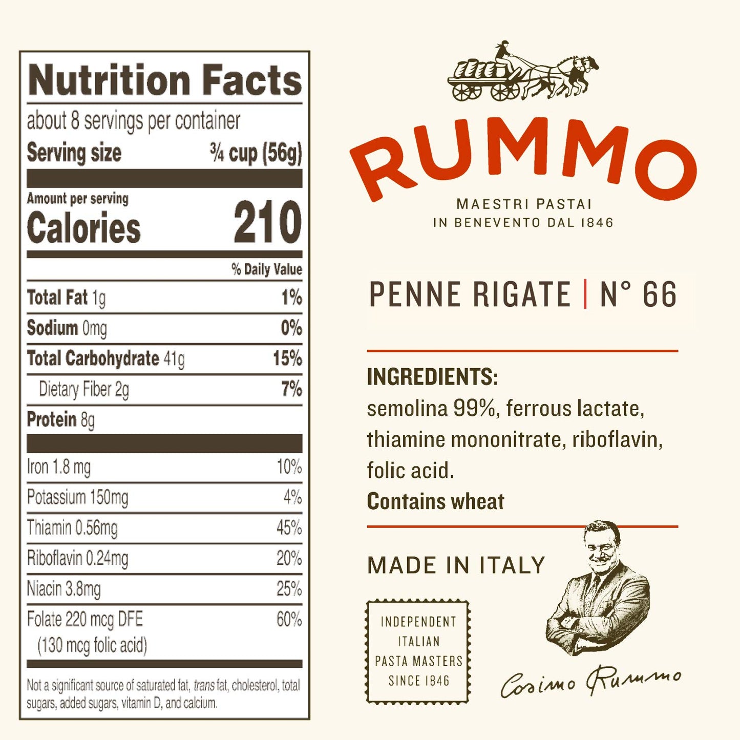 Rummo Penne Rigate Pasta N.66 - Penne Pasta Noodles, Dry Pasta, Durum Wheat Semolina Penne, Pasta From Italy - 16 Ounce (Pack Of 5)