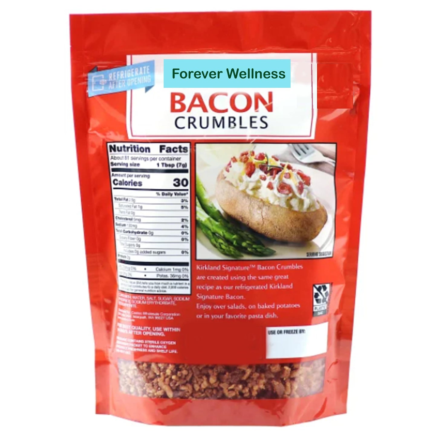 Generic Bacon Cspirit-inspired flavorbles, 100% Real Bacon, Naturally Smoked, 20 oz, Ready to Eat, Great for Salad Toppings and Baked Potatoes