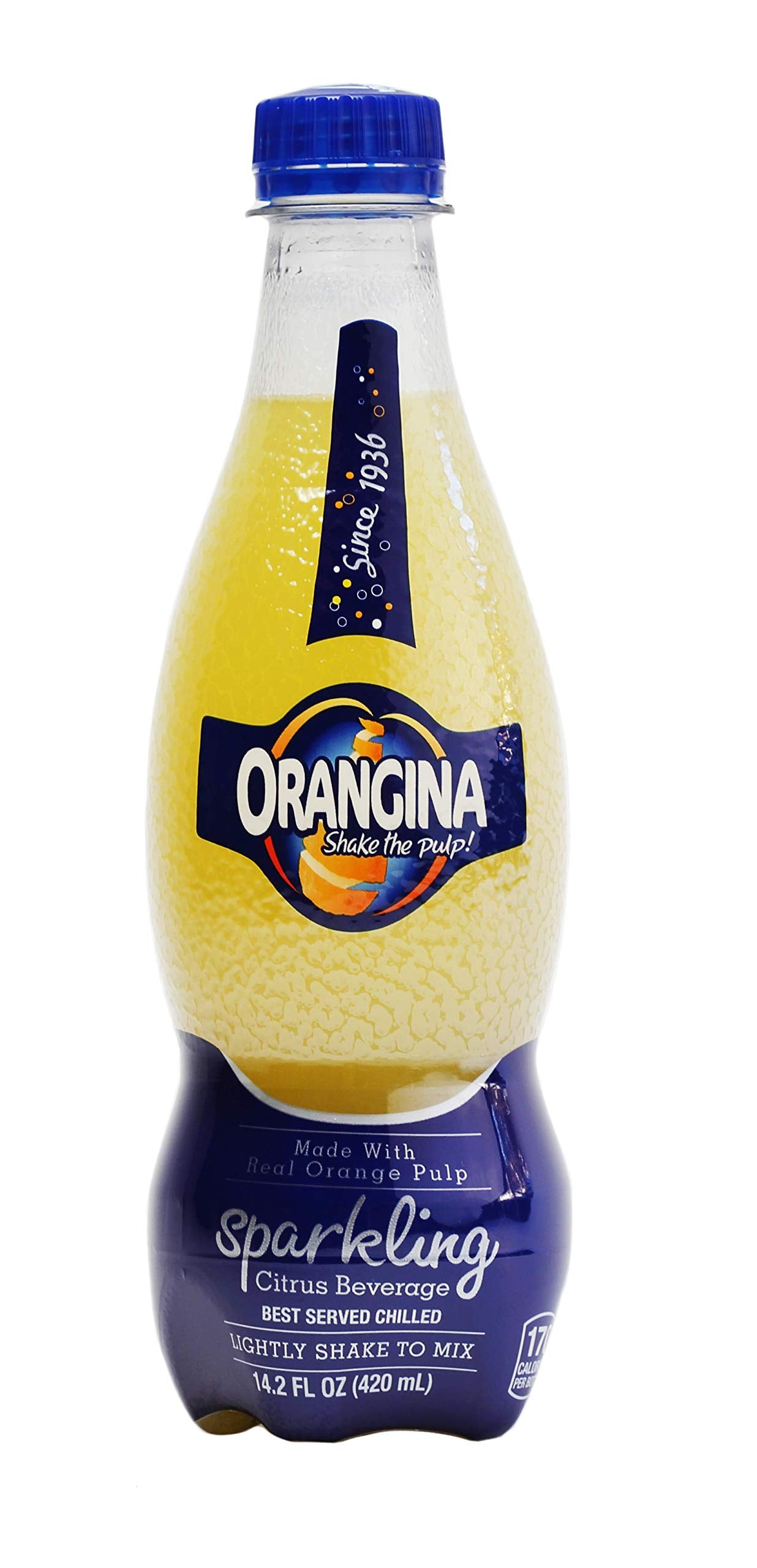 Orangina Citrus Sparkling Juice Beverage - Original French Recipe - Pack of 12 - 14.2 Fl Oz Bottles