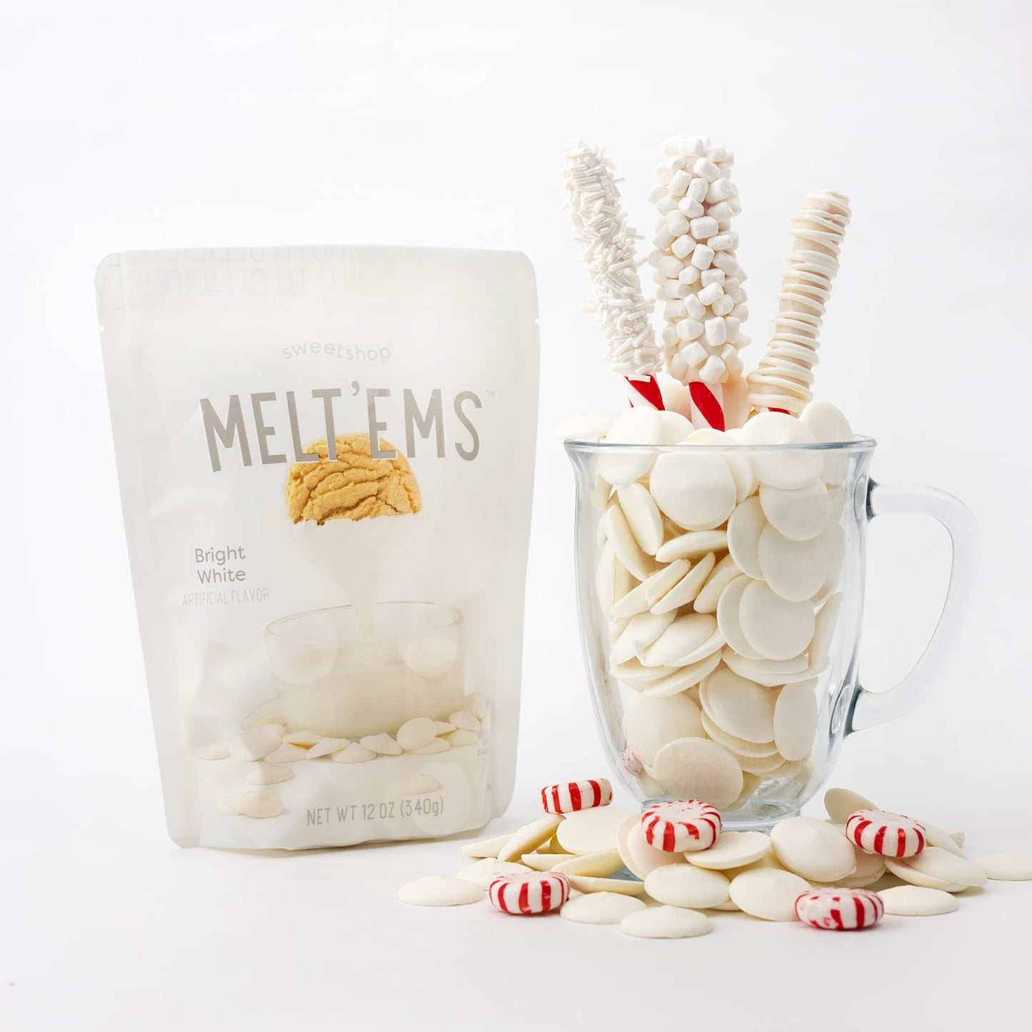 Sweetshop Melt 'Ems Bright White 12Oz Pack Chocolate Candy Melts Chocolate Melts Melting Melting Wafers For Chocolate Fountain M