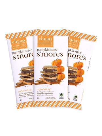 Chuao Chocolatier Pumpkin Spice Smores Gourmet Milk Chocolate Bars | No Preservatives | For Gift Baskets, Birthday, Care Package | 3 Pack