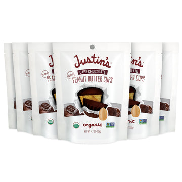 Justins Organic Mini Dark Chocolate Peanut Butter Cups, 4.7 oz (6 Pack), White
