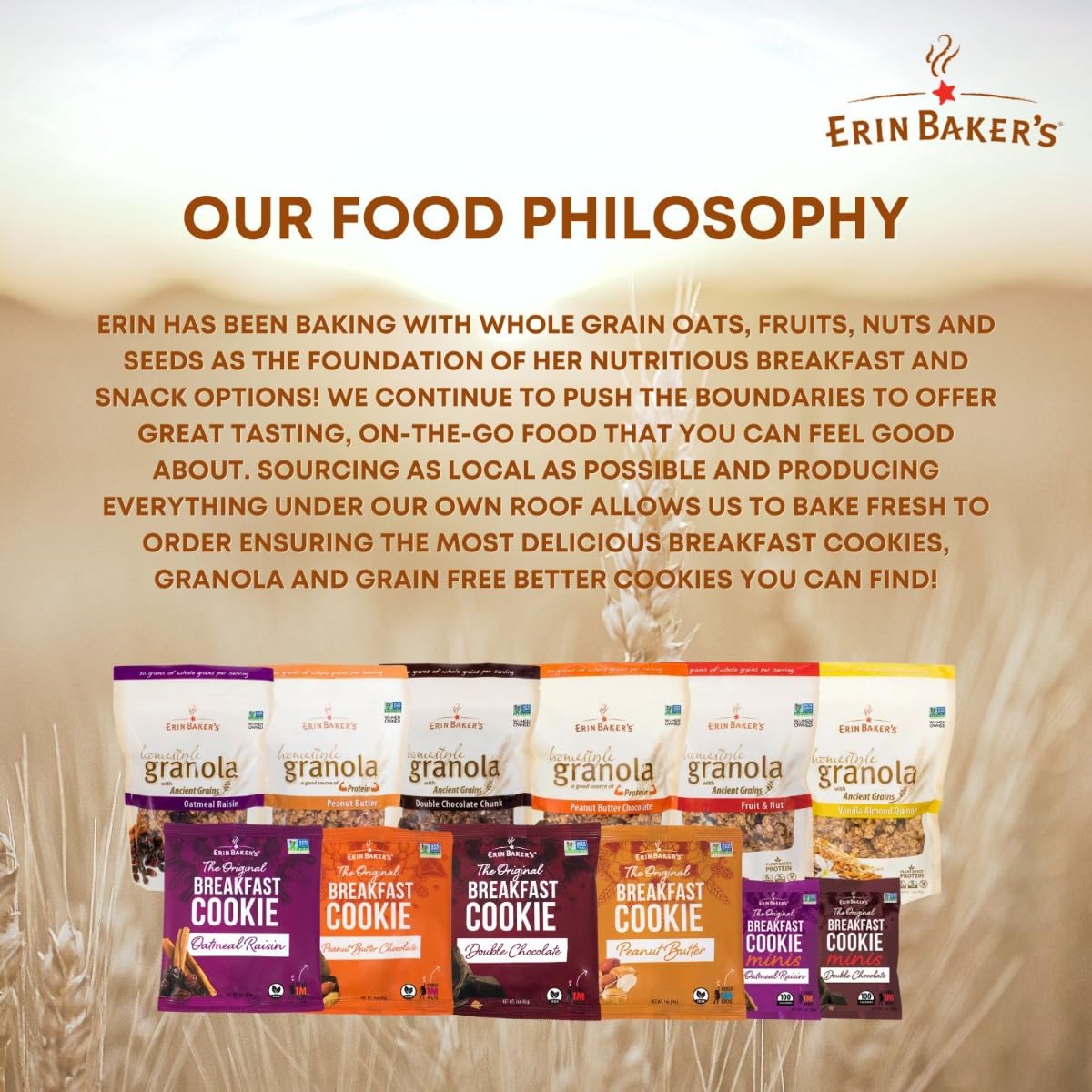 Erin Bakers Homestyle Granola Cereal With Ancient Grains, Double Chocolate - Made From Natural Ingredients, Source Of Plant-Based Protein - Vegan Friendly, Non-Gmo, 12Oz Bags, 6-Pack